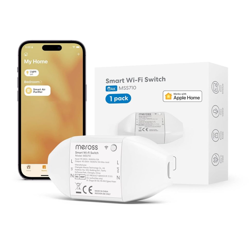Meross WLAN Switch Works with Apple HomeKit, Smart Switch Remote ...