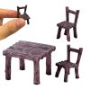 Miniature Fairy Garden Furniture 3Pcs/Set Resin DIY Solid Color Table and Chairs Simulation Decor for Landscaping Bonsai Succulent Spring Gardening Tool