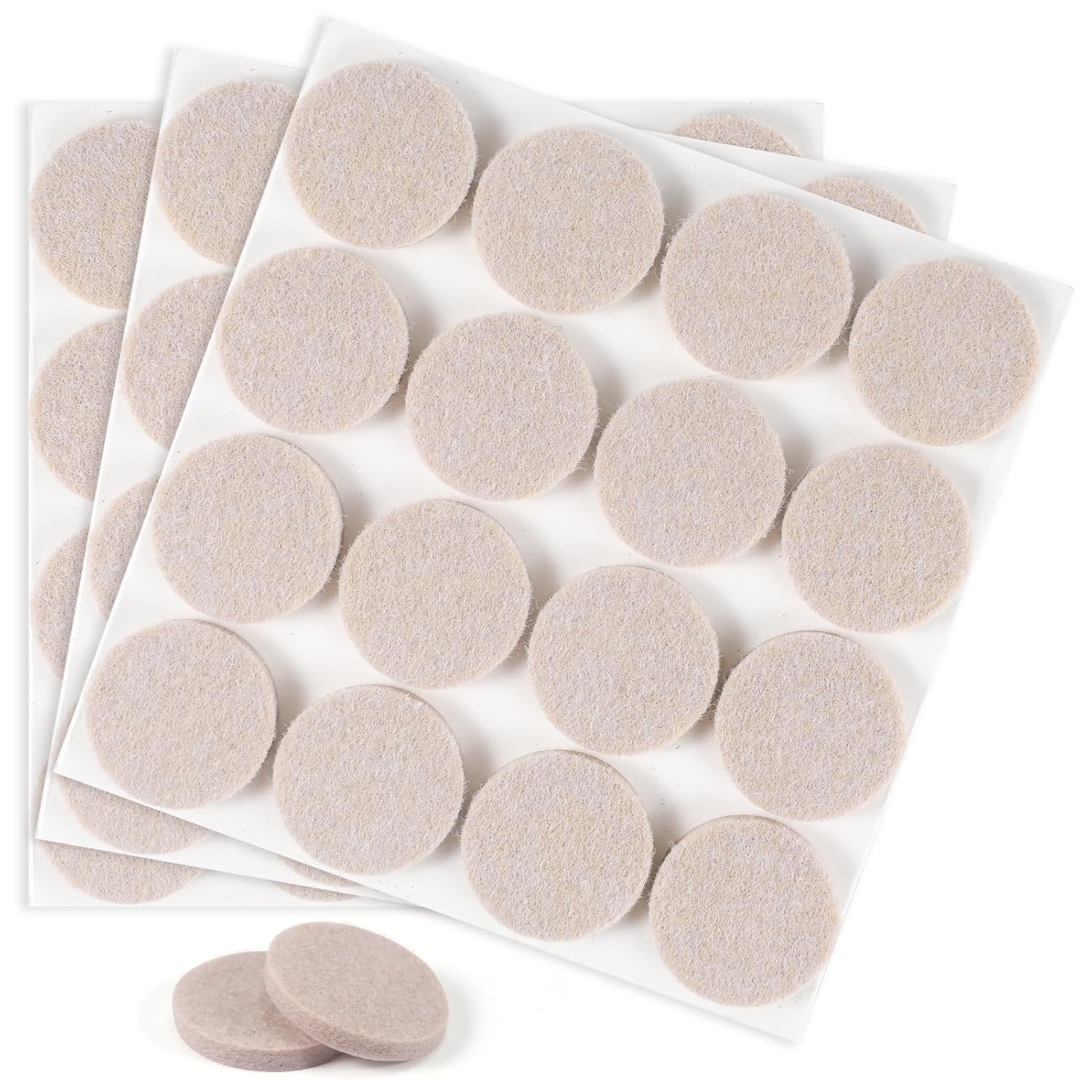 moinkerin 48 Pieces Furniture Pads 30mm Chair Pads Felt Pads for Furniture Feet Self Adhesive 5mm Thick for Furniture Feet Chair Legs (Beige, 30mm)