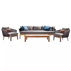 MOLVUS 4 Piece Outdoor Patio Sofa Table Furniture Sets, All-Weather PE Rattan Outdoor Conversation Sets For Balocny Swimming Pool Garden Deck