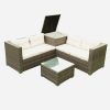 MOLVUS Patio Furniture Set 4 Pieces Outdoor Rattan Chair Wicker Sofa Garden Conversation Bistro Sets For Yard,Pool Or Backyard