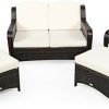MOLVUS Rattan Patio Furniture Set, All Weather Backyard Conversation Seat, Outside Sectional Conversation Cushioned Sofa Set, Wicker Sofa Ideal For Garden, Porch, Backyardc