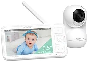 momcozy Video Baby Monitor, 5.5” 1080P Full HD Baby Monitor with Camera & Wall Mount, No WiFi, 5800mAh Battery, Infrared Night Vision, 2-Way Audio, Lullabies, 1640ft Range, Take...