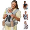 MOMTORY Baby Carrier - Newborn to Toddler, 6-in-1 Safety-Certified Carrier with Hip Seat, Detachable Baby Holder, Soft Ergonomic Support for 7-50lbs - Grey