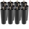 MUKSEUT 12 PCS 6 Inch Plastic Furniture Legs, Black Sofa Legs with 8x25mm M8 T-nuts Screws, Sturdy Cabinet Legs for Household Furniture Support Fixing
