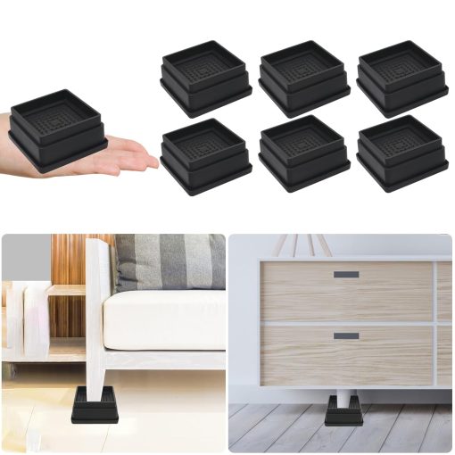 3 Inch Table Risers MYMULIKE Bed Risers 1 inch, 6 Pack Stackable Furniture Risers for 2 ...