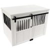 New Age Pet ECOFLEX Homestead Sliding Barn Door Furniture Style Dog Crate -Antique White, Large