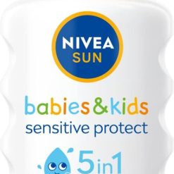 NIVEA SUN Kids Protect & Sensitive Spray (200ml) Sunscreen Spray with SPF 50+, Kids Suncream for Sensitive Skin, Immediately Protects Against Sun Exposure