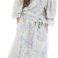 NOTHING FITS BUT Muslin Gauze Robe Maternity Gown, Women’s Cotton Classic Nursing Robe, Puffed Sleeves