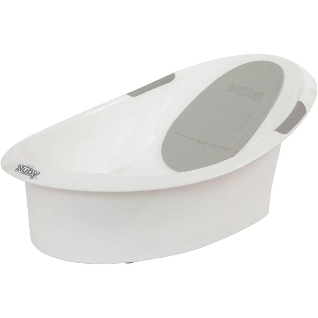 Nuby Newborn Baby Bath with Anti-Slip Support | Soft Headrest | Plug ...