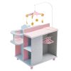 Olivia's Little World 6-in-1 Wooden Baby Doll Changing Station with Crib, Changing Table, High Chair, Double-Door Closet, Sink and Washing Machine, Multicoloured