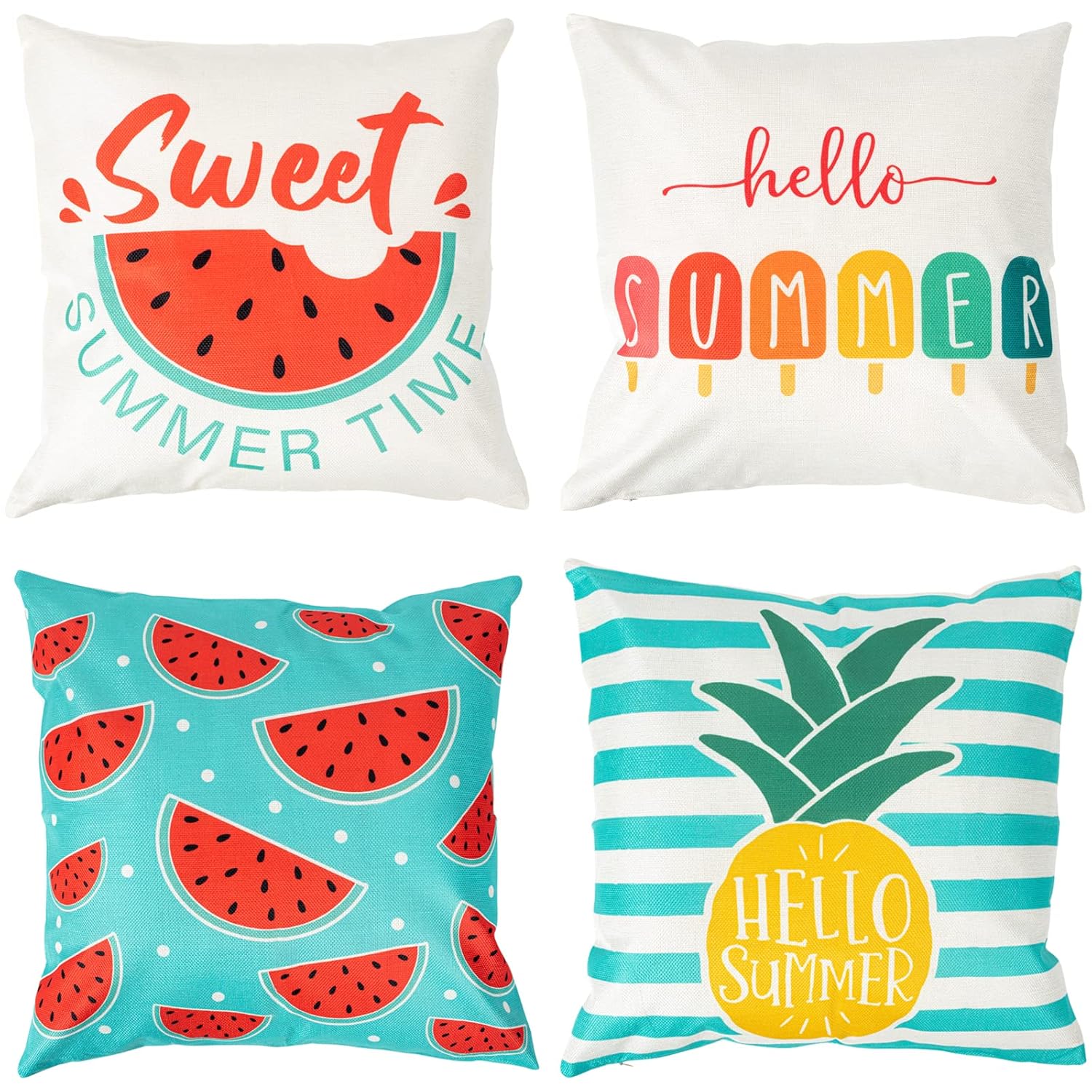 Outdoor Cushion Covers 45 x 45 Set of 4, Garden Summer Cushion Covers 18x18 inch Waterproof Garden Cushions, Boho Patio Furniture Cushions Covers Decorative Pillow Covers for...