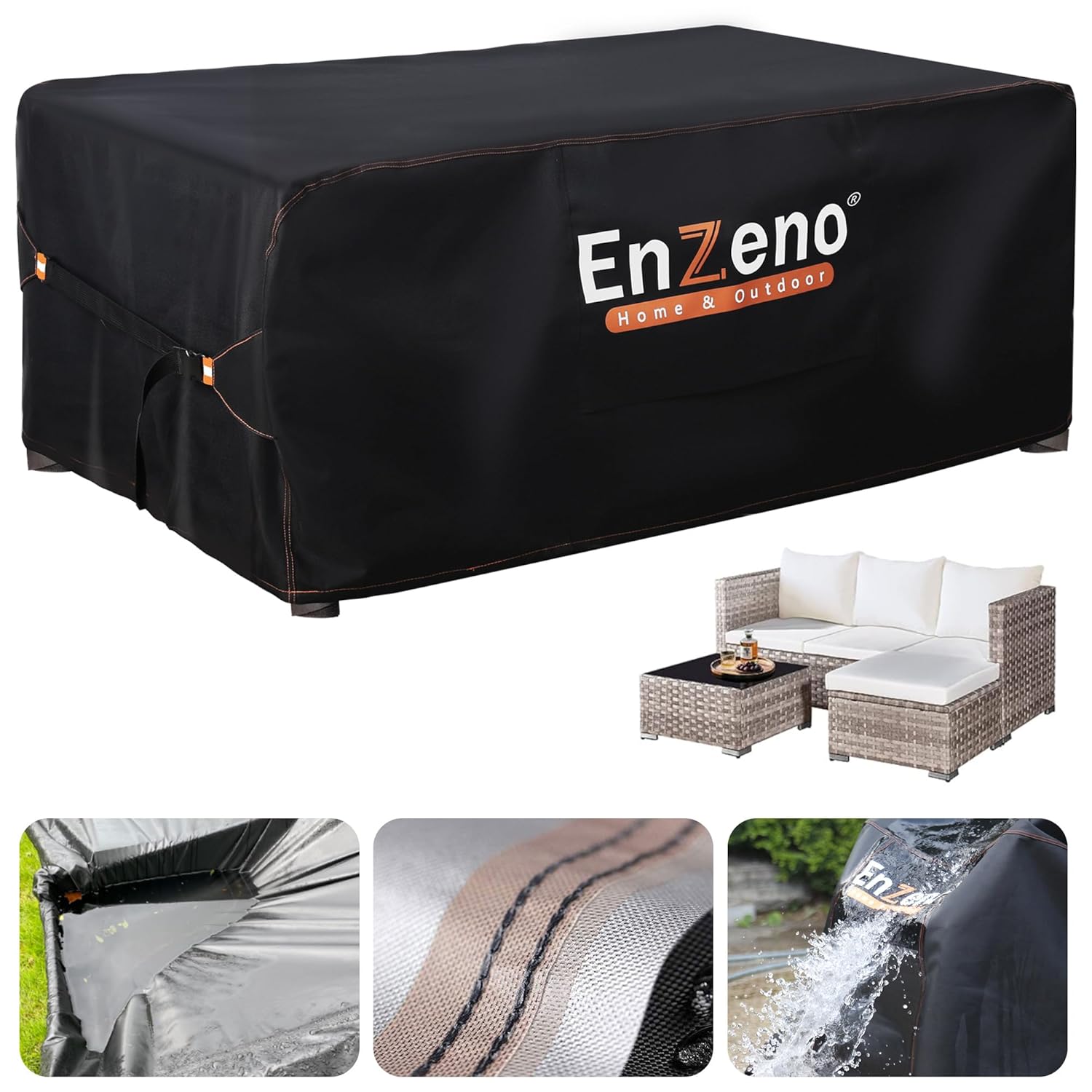 Outdoor Garden Furniture Covers Waterproof with Air Vent, 210X110cm, Patio Furniture Cover for outside Rectangle/Rectangular Table and Chair Set, rattan furniture set,Heavy Duty...