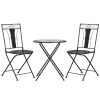 Outsunny 3-Piece Patio Bistro Set, Mosaic Table and 2 Armless Chairs with Foldable Design, Metal Frame for Garden, Poolside, Coffee
