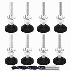 Panexf Levelling Feet 8 PCS Furniture Levellers Feet adjustable M8 x 85 mm adjustable Legs for Furniture with Hexagon Locking Nuts, Four-Pronged Tee Nuts, Metal Drill