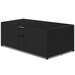 PATIO PLUS Rectangular Garden Furniture Set Covers with Air Vent, 600D Oxford Fabric Heavy Duty Patio Set Table Cover , Waterproof ，Windproof，250x250x90cm Black BLGFC250-BK-C