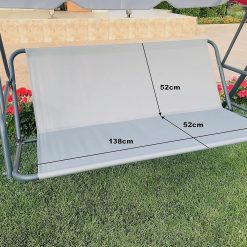 PETELA Replacement Swing Seat Cover Garden Swing Seat Cover Hammock Chair Garden Furniture Swing Chair Outdoor Garden Chair Covers Bench Cover (138cm x 52cm x 52cm, Grey)