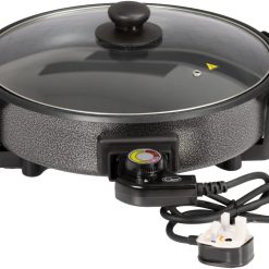 Quest 35410 30cm Multi-Function Electric Cooker Pan with Lid/Adjustable Thermostatic Control/Non-Stick Aluminium / 30 x 30cm Surface/Detachable Power Cable For Serving