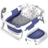 Rabb 1st Baby Bath Tub Foldable,Portable Bath Newborn to Toddler with Non-Slip Mat,Drain Hole,No Thermometer,Blue