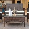 RATTAN GARDEN FURNITURE SET 4 PIECE CHAIRS SOFA TABLE SEATER PATIO CONSERVATORY (Brown)