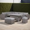 Rattan park Cambridge Range Rattan Garden Furniture 9 seater Modular Corner Sofa Set (Stone Browne Grey)