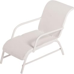 Rayher Miniature White Deckchair for Fairy Garden, Doll House and Terrarium, Mini Sun Lounger for Crafts, Mini Garden Furniture, white, 6x3cm, 46239102
