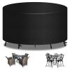 RICHIE Garden Furniture Covers Waterproof Garden Outdoor Table Cover Ø102x71cm, Heavy Duty 600D Oxford PU Coating for Furniture Sets Patio Table Cover Black