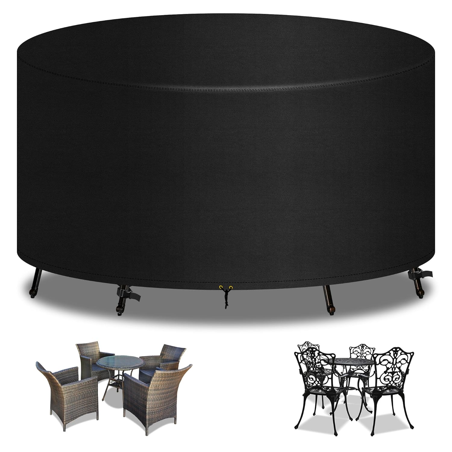 RICHIE Garden Furniture Covers Waterproof Garden Outdoor Table Cover Ø102x71cm, Heavy Duty 600D Oxford PU Coating for Furniture Sets Patio Table Cover Black
