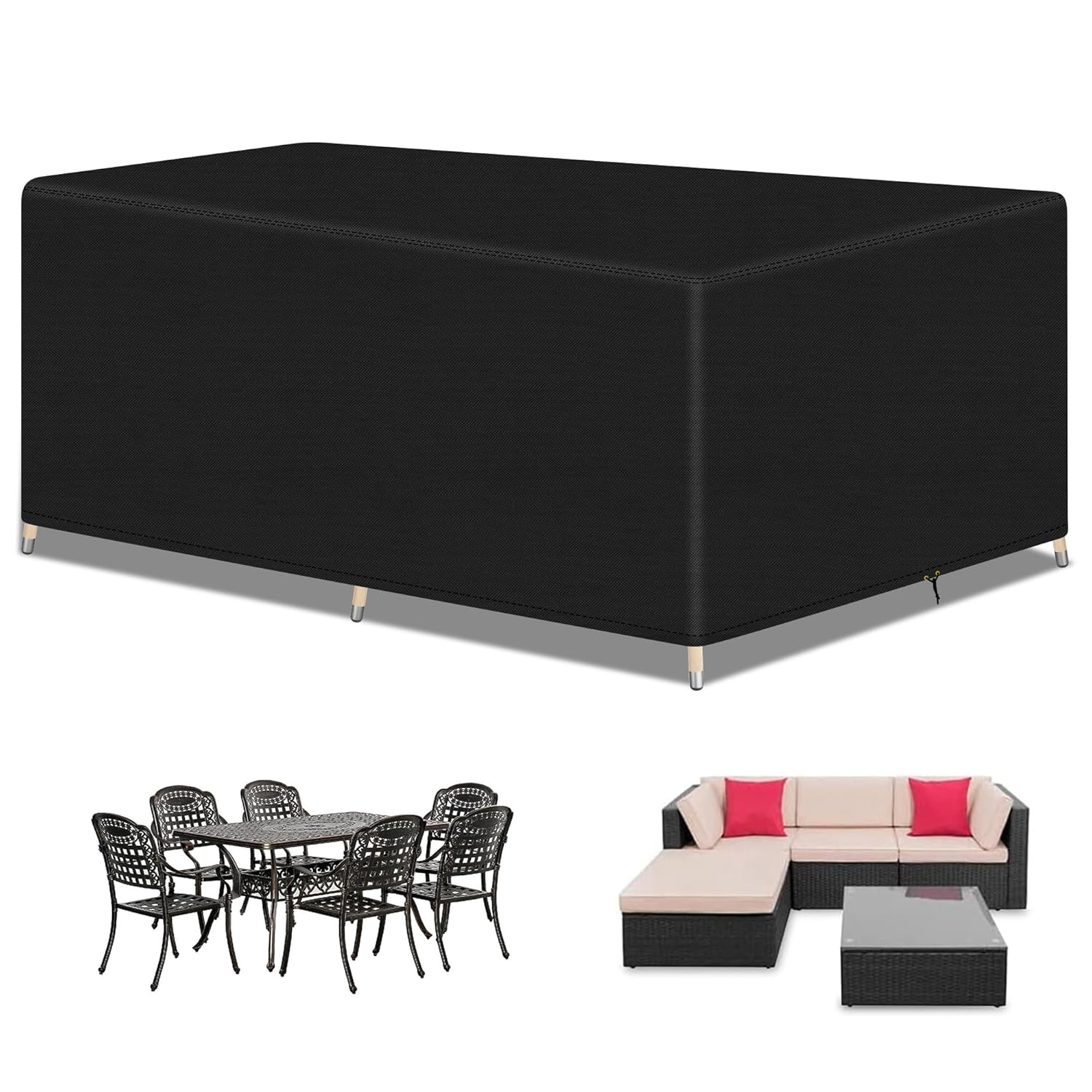 RICHIE Garden Furniture Covers Waterproof Garden Outdoor Table Cover 170x94x71cm, Heavy Duty 600D Oxford PU Coating for Furniture Sets Patio Table Cover Black