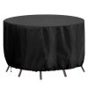 RICHIE Round Garden Furniture Covers: Waterproof, 130x71cm Heavy Duty 420D Oxford, Windproof, Anti-UV Outdoor Furniture Cover for Patio Black Table Set
