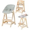 roba Born Up Baby High Chair Set 2in1 + Newborn Attachment roba Style Frosty Green with Reclining Function - Children's High Chair from Birth - Natural Wood