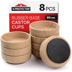Rubber Base Castor Cups 8 PCS Ø60mm X-Protector – Furniture Castors with Non-Slip Base – Floor Protectors for Chair & Sofa Legs – Prevent Scratches with Our Furniture Coasters &...