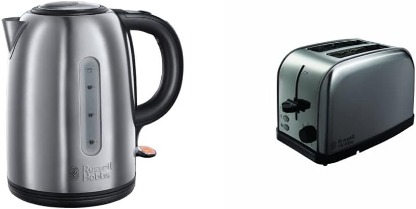 Russell Hobbs 20441 Snowdon Kettle, 1.7 Litre, Stainless Steel & Futura 2-Slice Toaster 18780 - Stainless Steel Silver