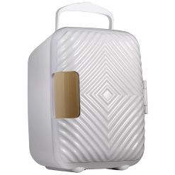 Russell Hobbs 4L/6 Can Portable Mini Cooler & Warmer for Drinks, Cosmetics/Makeup/Skincare, AC/DC Power, Groove Style, White, For Bedroom, Home, Caravan, Car RH4CLR1001GVW