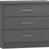 Seconique Nevada 3 Drawer Chest in 3D Effect Grey