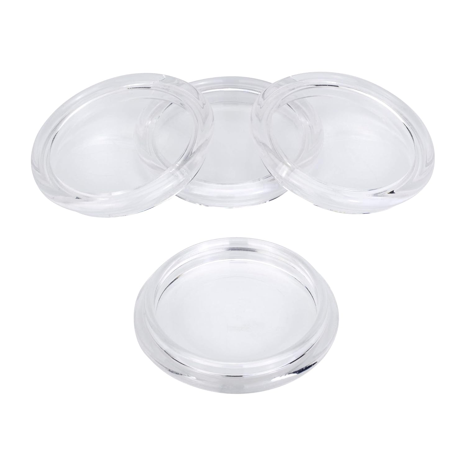 Set of 4 - Castor Cups (Caster Cups) – Floor Protection - Suitable for Upto 55mm Wheel Diameter (Furniture, Appliances, etc) - Clear Colour