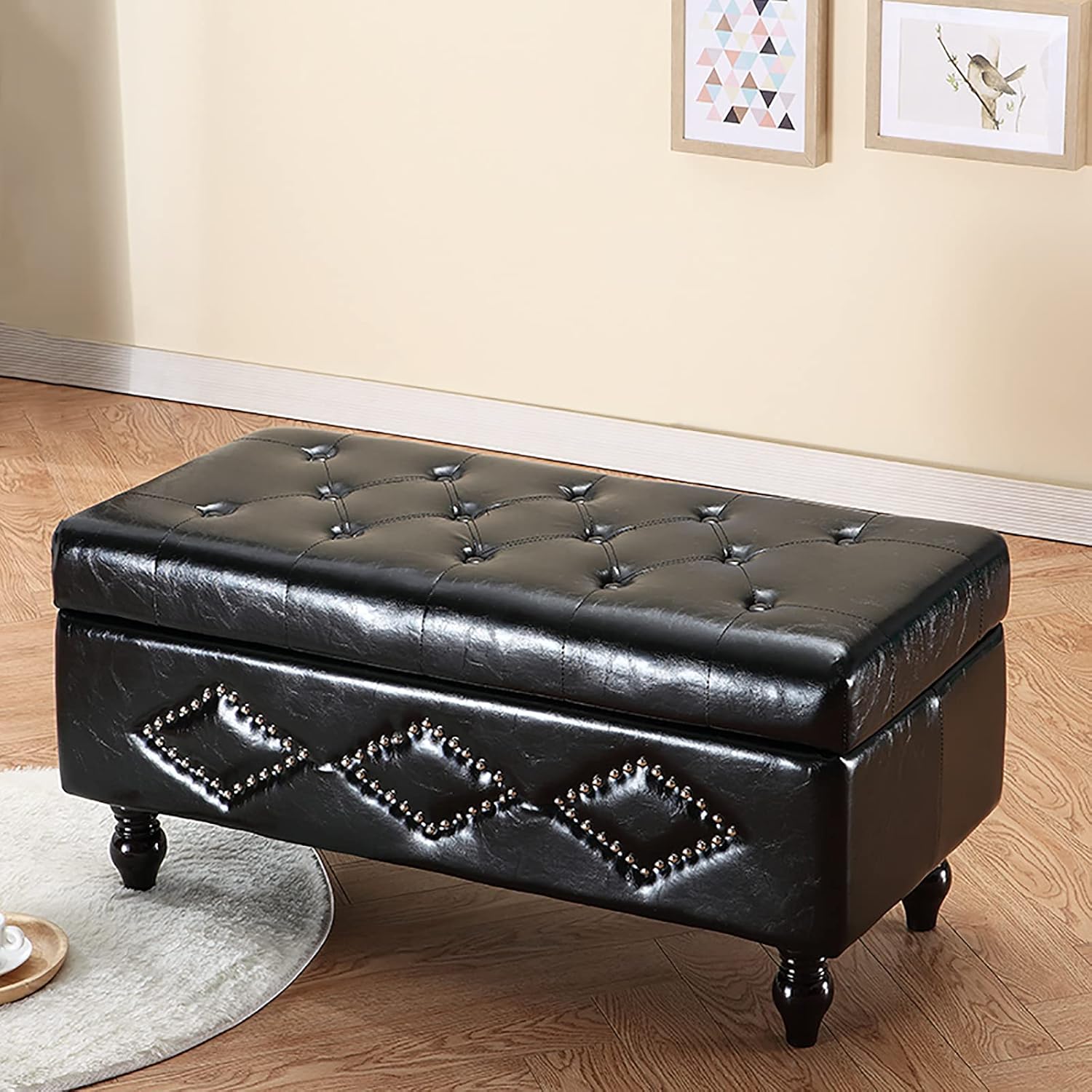 shoe storage bench ottoman Storage Benches Pu Leather storage Ottoman bench, Solid Wooden storage Organizer Box Shoe Bench,Modern Home Living Room Hallway Toy Chest...