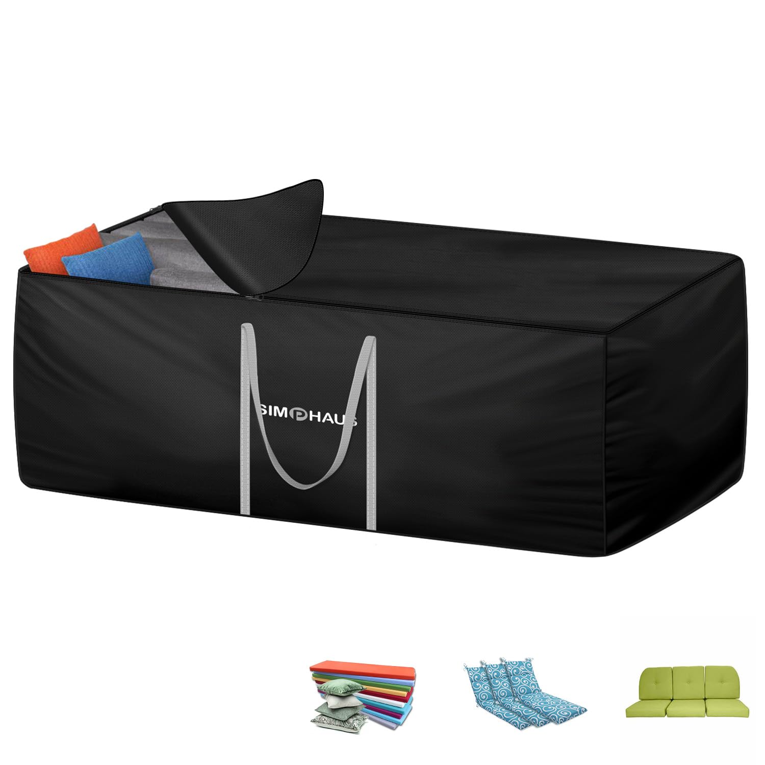 SIMPHAUS Garden Furniture Cushion Storage Bag,420D Oxford Fabric Large Outdoor Cushion Storage Bags for Garden Cushions,Sun Lounger Cushions,Moving Home,Christmas Tree Storage...