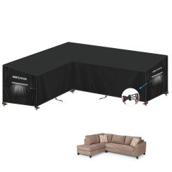 SIMPHAUS L Shaped Garden Sofa Cover Waterproof Garden Corner Sofa Couch Protector Cover Corner Garden Furniture Covers Heavy Duty Outdoor L Shaped Sectional Covers Oxford Fabric...