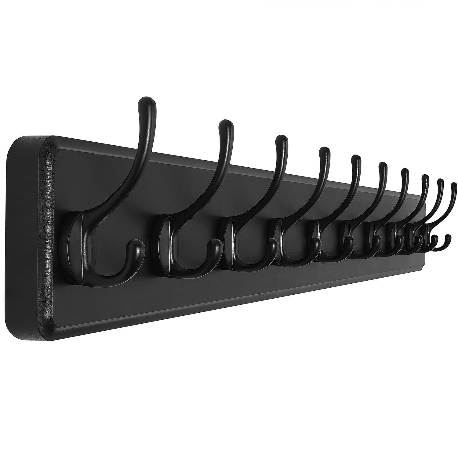 SKOLOO Farmhouse Style Wall Mounted Coat Rack, Pine Solid Wood Coat Hook Hanger - 10 Hooks for Hanging Clothes Robes Towels Coats