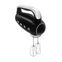 Smeg HMF01BLUK Hand Mixer with Turbo Function, 3 Attachments, LED Display, Retro 50's Style, 250W, Black