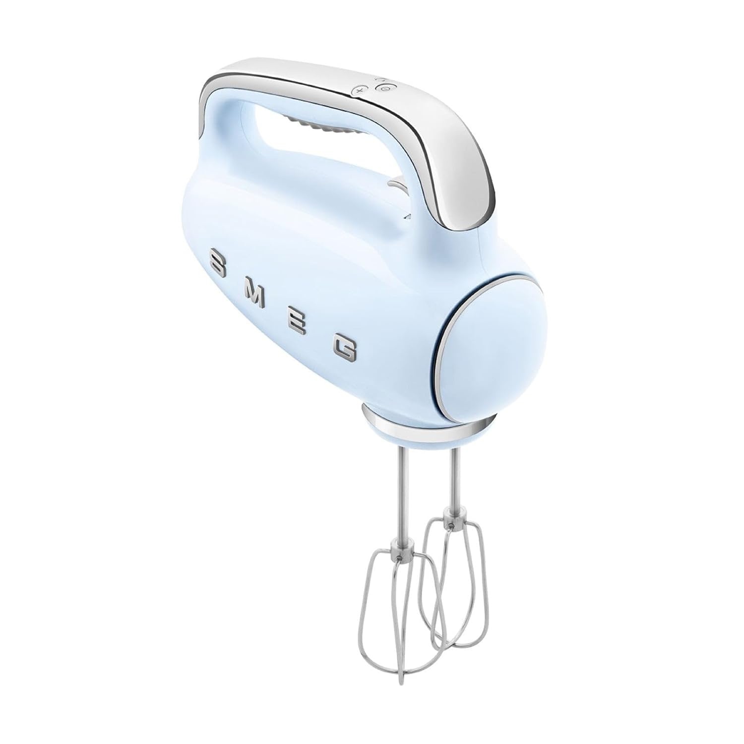 Smeg HMF01PBUK Hand Mixer with Turbo Function, 3 Attachments, LED Display, Retro 50's Style, 250W, Pastel Blue