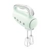 Smeg HMF01PGUK Hand Mixer with Turbo Function, 3 Attachments, LED Display, Retro 50's Style, 250W, Pastel Green