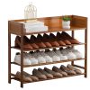 SOBIBO 4 Tier Shoe Rack Organizer, 4 Tire Bamboo Shoe shelf Storage Organizer, For Entryway, Hallway, and Closet (Brown)