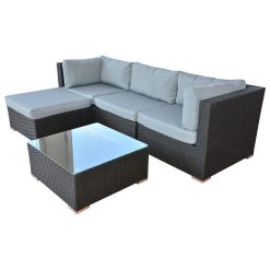 SSITG Polyrattan Lounge Rattan Garden Furniture Set Plastic Seats