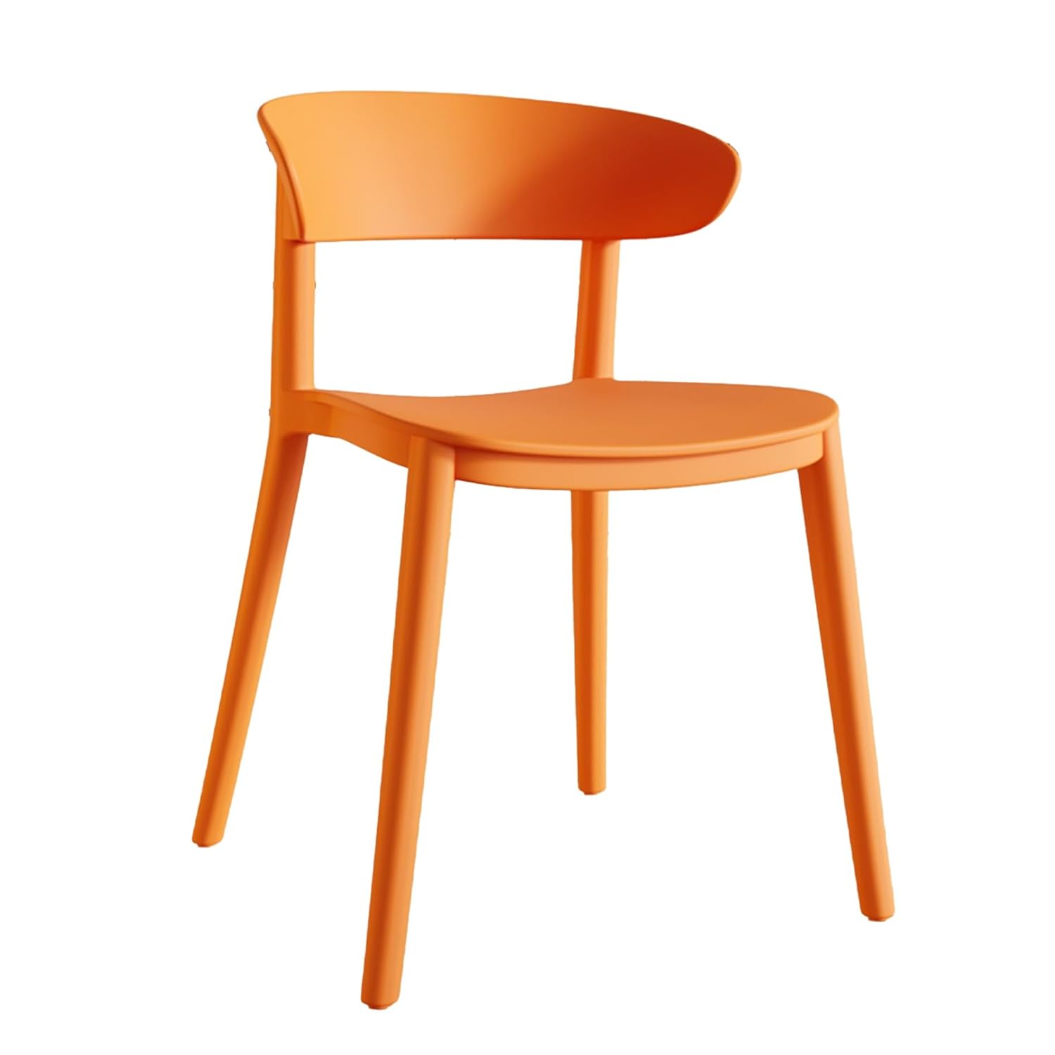 Stackable Outdoor Patio Chairs Set of 4 Plastic Dining Chairs with Backrest for Porch Garden or Living Room Orange Indoor and Outdoor Use