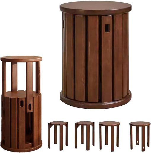 Stackable Wood Stools Set, Versatile 4 Pieces Wooden Stacking Stools ...