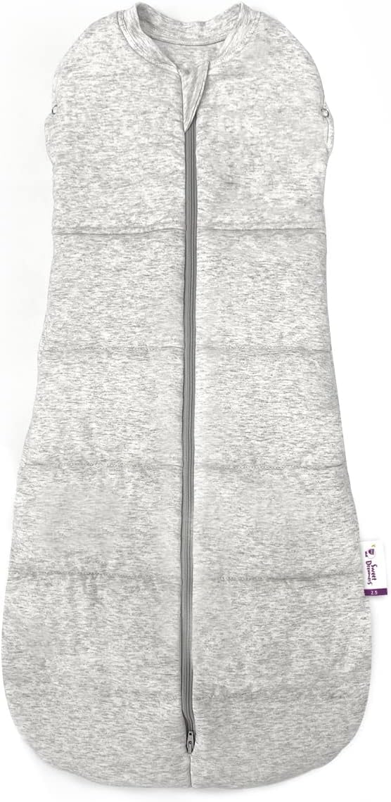 Sweet Dreamers, Baby Sleep Bag and Swaddle for Newborns | 0-3 months, 2.5 TOG | Soft Organic Cotton Fabric Baby Sleeping Bag | Grey