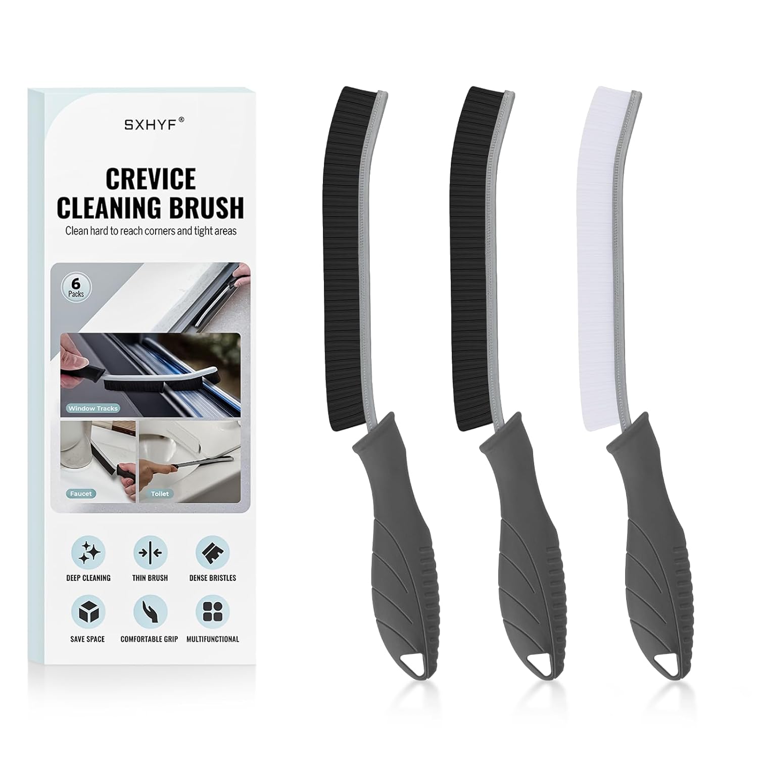 SXhyf Cleaning Brush - Hard Bristle Crevice Cleaning Brush, Multifunctional Gap Cleaning Scrub Brush, Cleaning Tools for Household Use, Home, Kitchen, Bathroom, Window, Vehicle...
