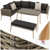 TecTakeÂ® Rattan Garden Sofa Set, UV-Resistant Poly Rattan, Weatherproof Aluminium Frame, Water-Repellent Cushions, Outdoor Table with Safety Glass Top, Adjustable Wooden Feet,...
